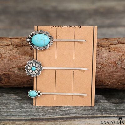 3 PCS/Set Artificial Turquoise Hair Pins