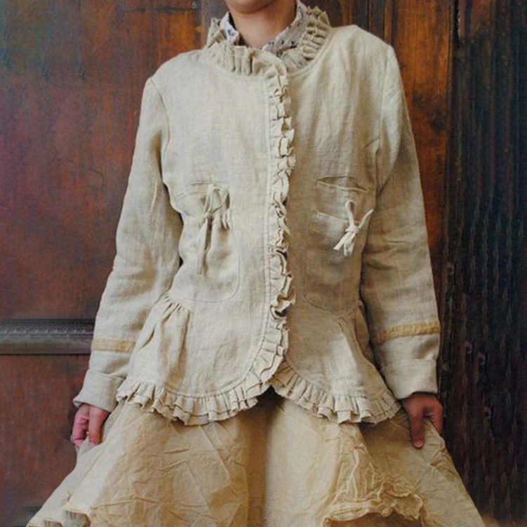Vintage Stringy Selvedge Cotton Linen Comfy Jacket
