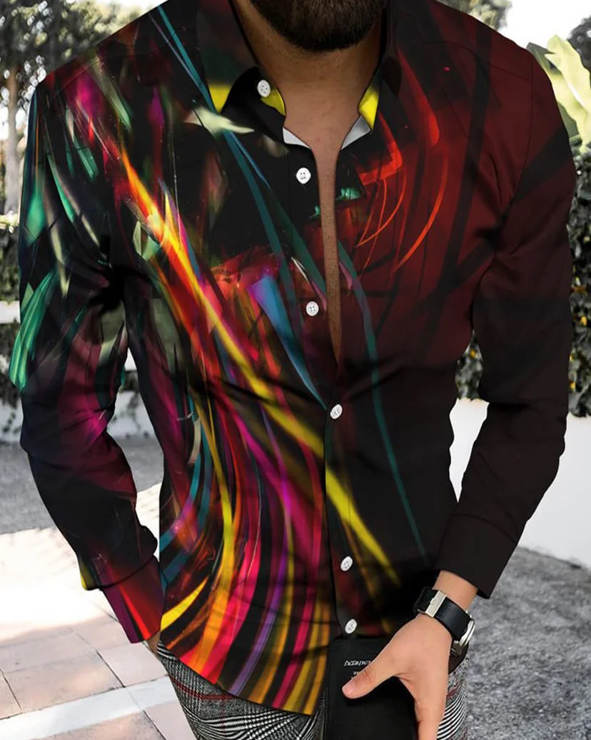Suitmens Men's Geometric Phantom Long Sleeve Shirt 030