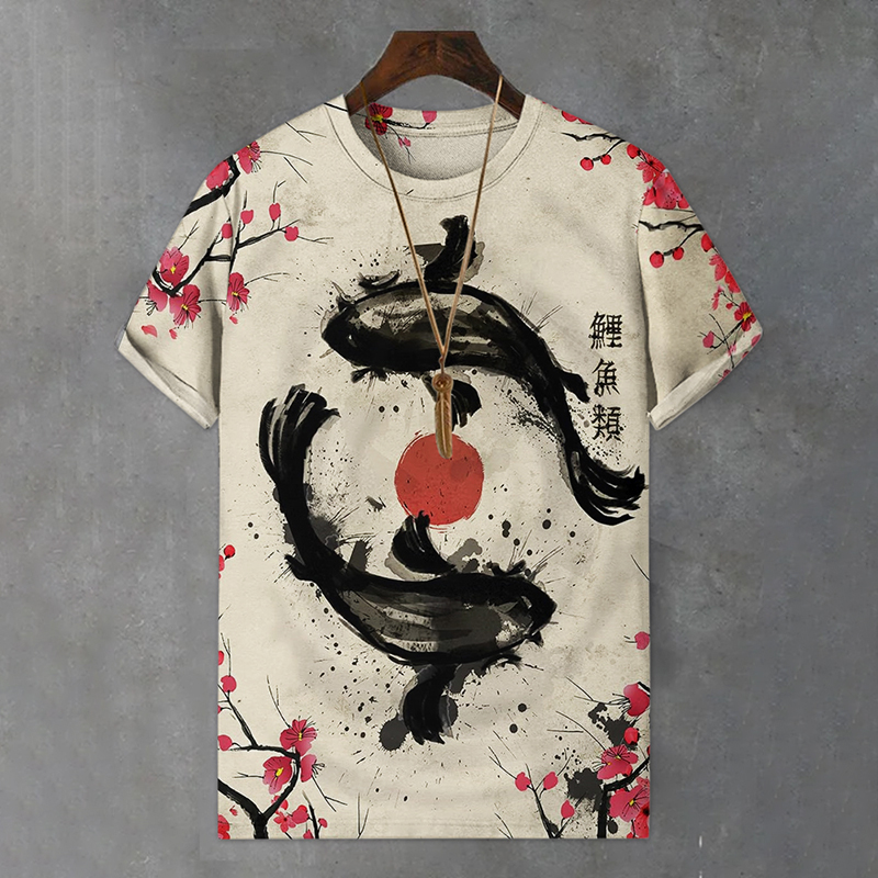 Men's Japanese Koi Fish Art Print Comfortable T-shirt