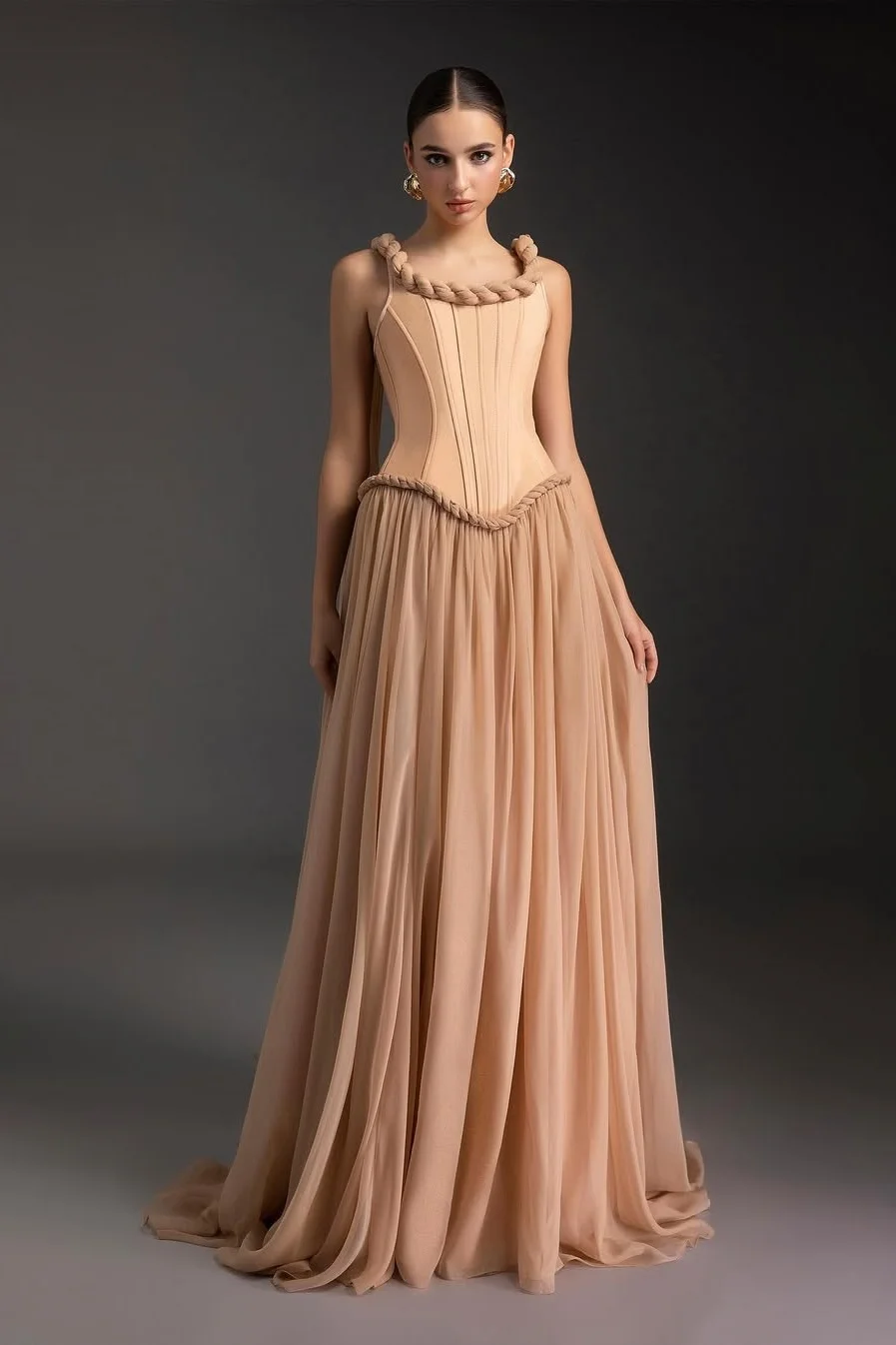 Daisda Sleeveless A-Line Square Prom Dress 