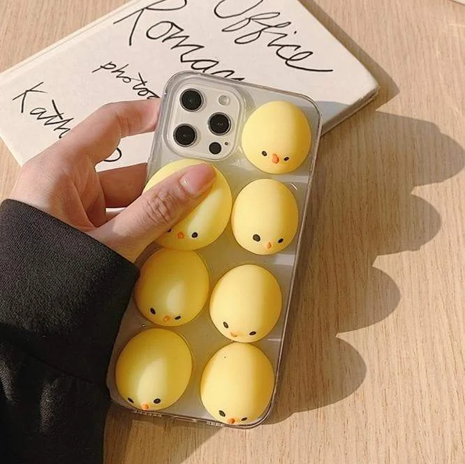 Cute Squishy Chick Phone Case for iphone7/7plus/8/8P/X/XS/XR/XS Max/11/11 pro/11 pro max/12/12pro/12mini/12pro max SS1625