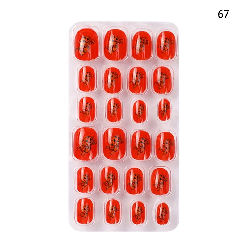 Children Adult 24 Fake Nails Christmas Cartoon Pattern Boxed Children Simple Wear-resistant Finished Full Covering Nail Sticker