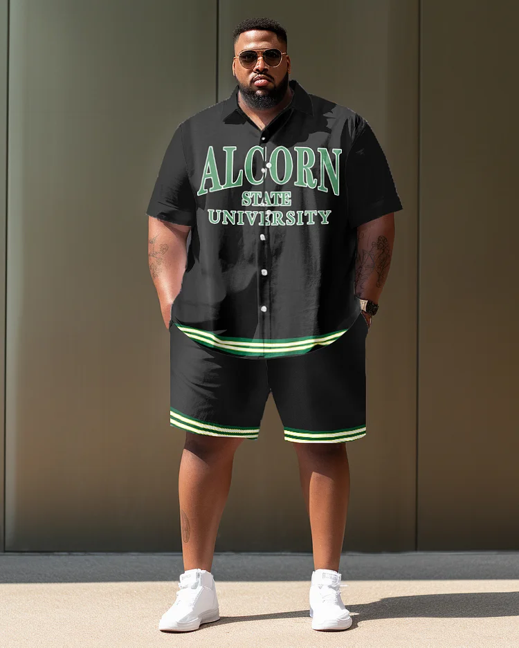 Men's Plus Size College Style Alcorn State University Short Shirt Uniform Suit