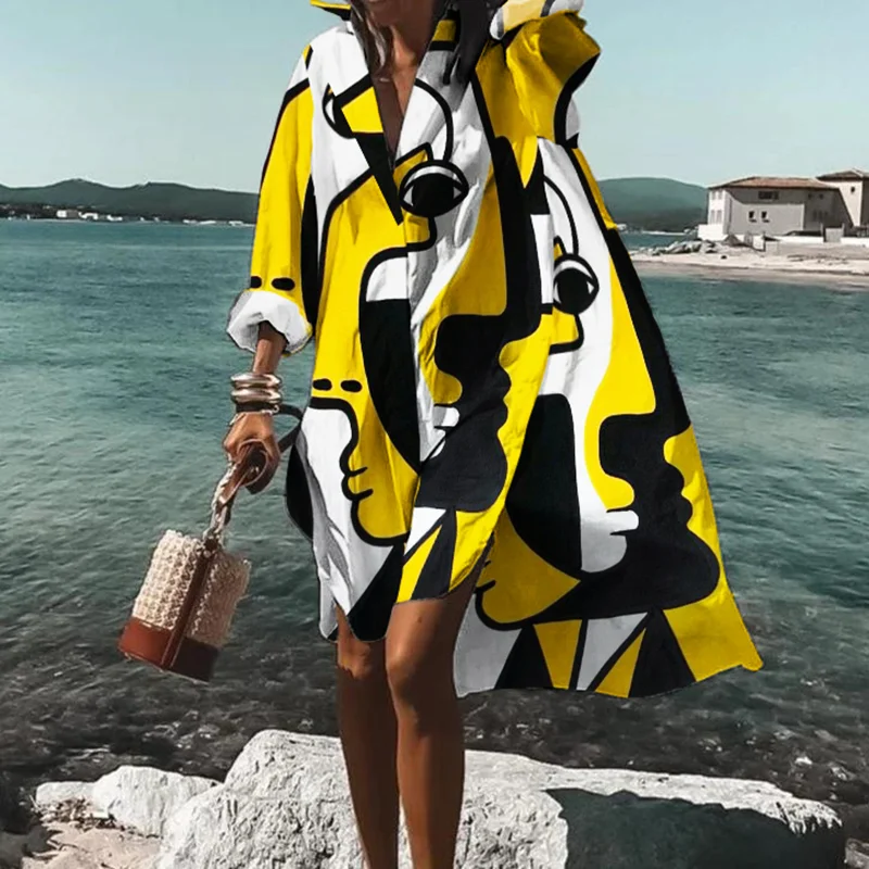 ⚡NEW SEASON⚡Abstract Face Print Resort Midi Dress