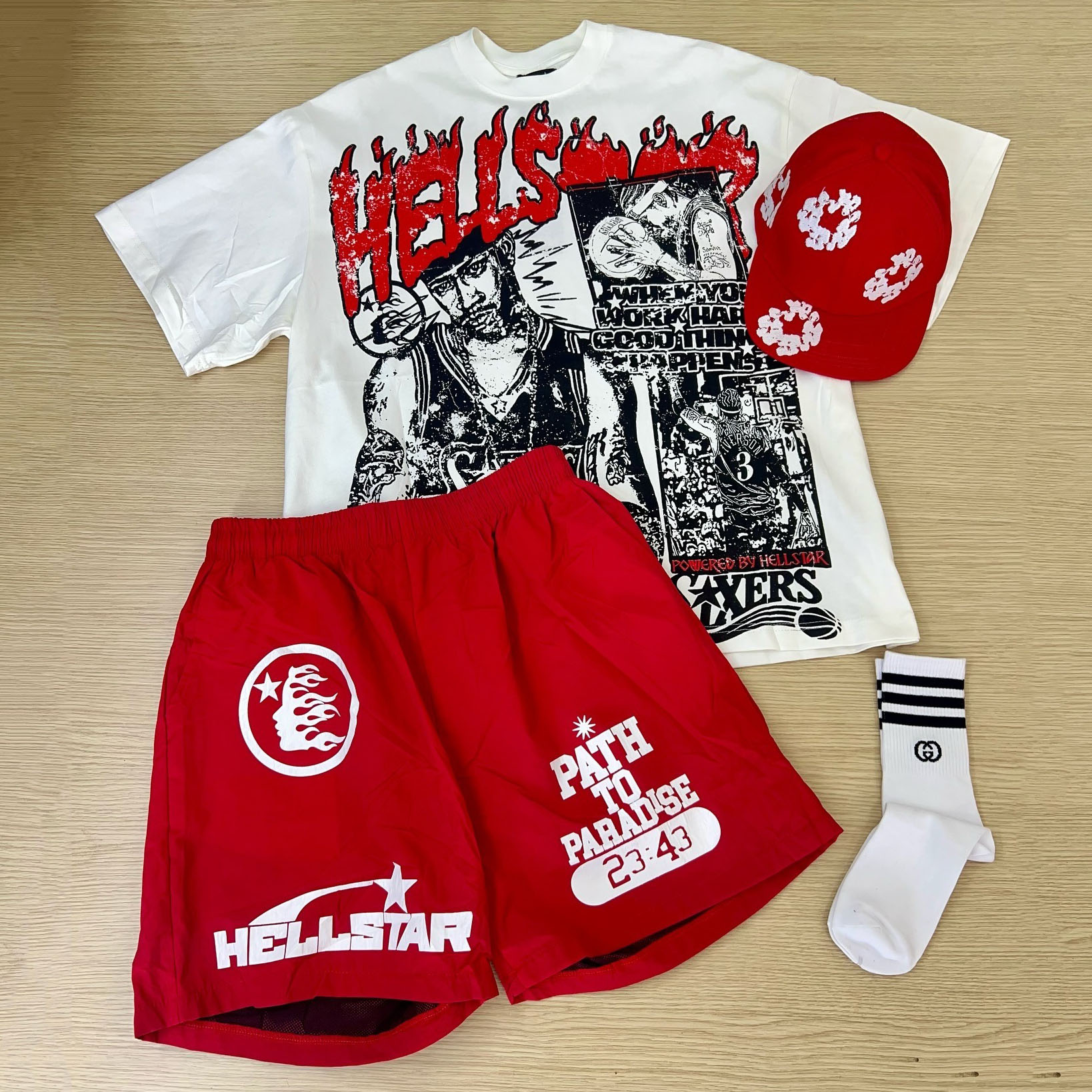 Hellstar Basketball Star T-Shirt And Shorts Co-Ord
