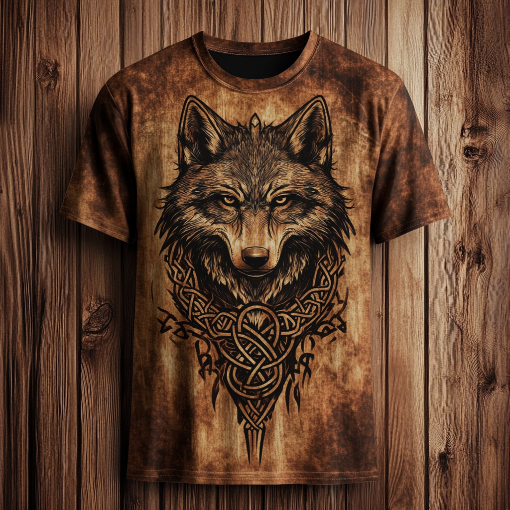 Men's Viking Wolf Totem Vintage 3D Print T-shirt / Rvogue / Rvogue