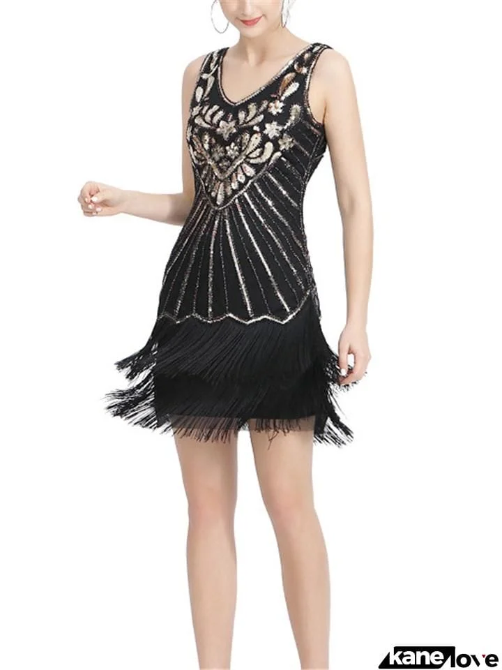 Decent Vintage Fringed Sequined Gatsby Dress for Cocktail Party