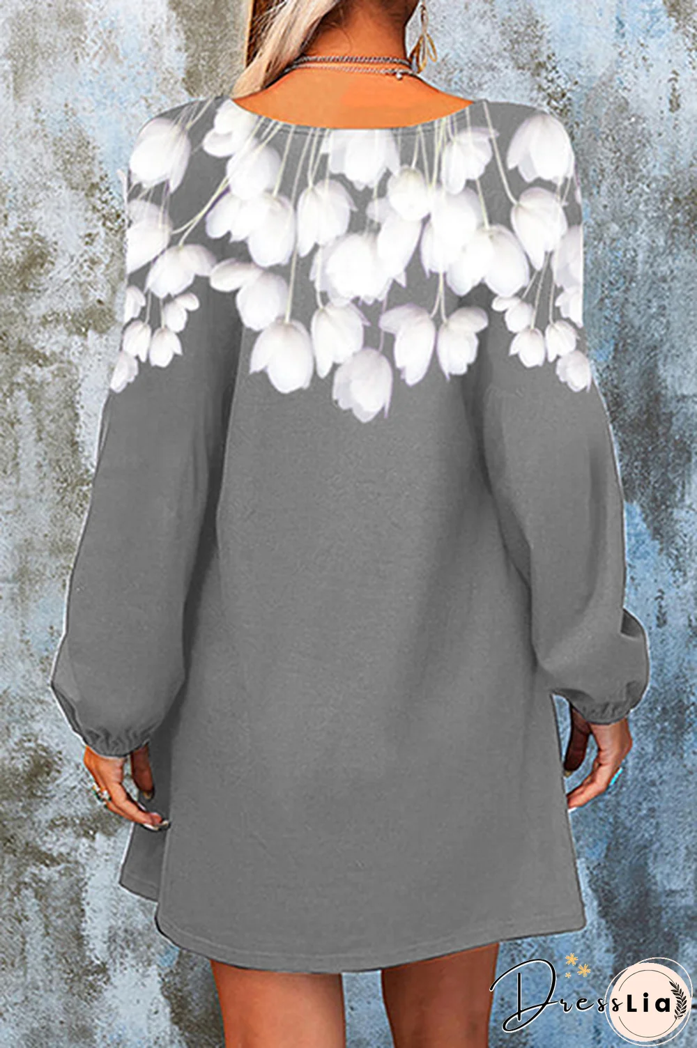 Casual Floral Split Joint  Contrast V Neck A Line Dresses