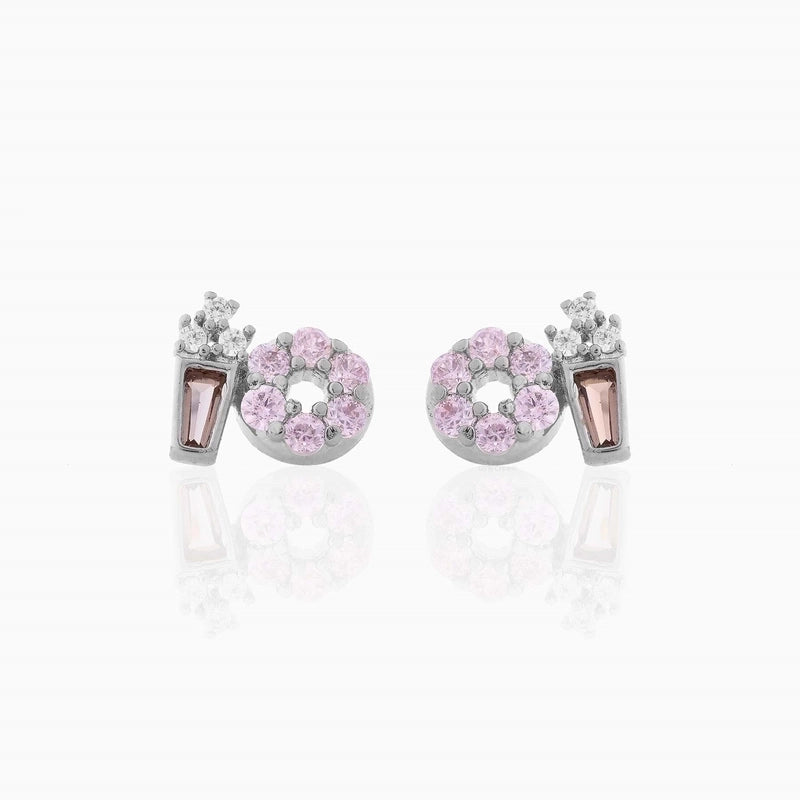 Fashion Geometric Coke Hamburger Brass Inlaid Zircon Ear Studs 1 Pair