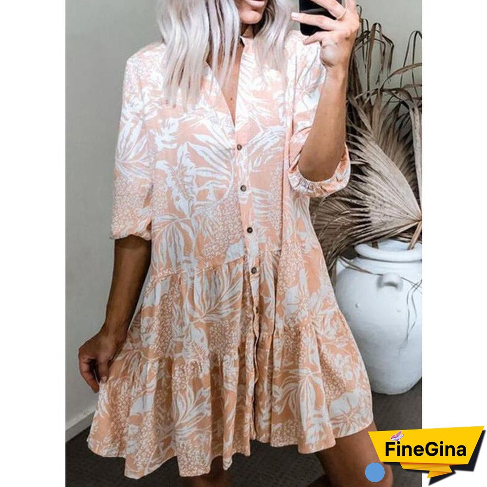 Best Selling European and American Women's Short Sleeve Printed Dress