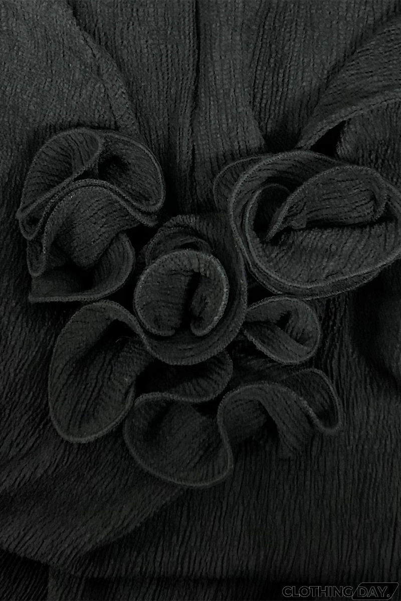 Sexy Solid Color Slit Flower Shape V Neck Long Sleeve Dresses