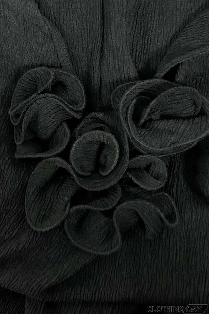 Sexy Solid Color Slit Flower Shape V Neck Long Sleeve Dresses