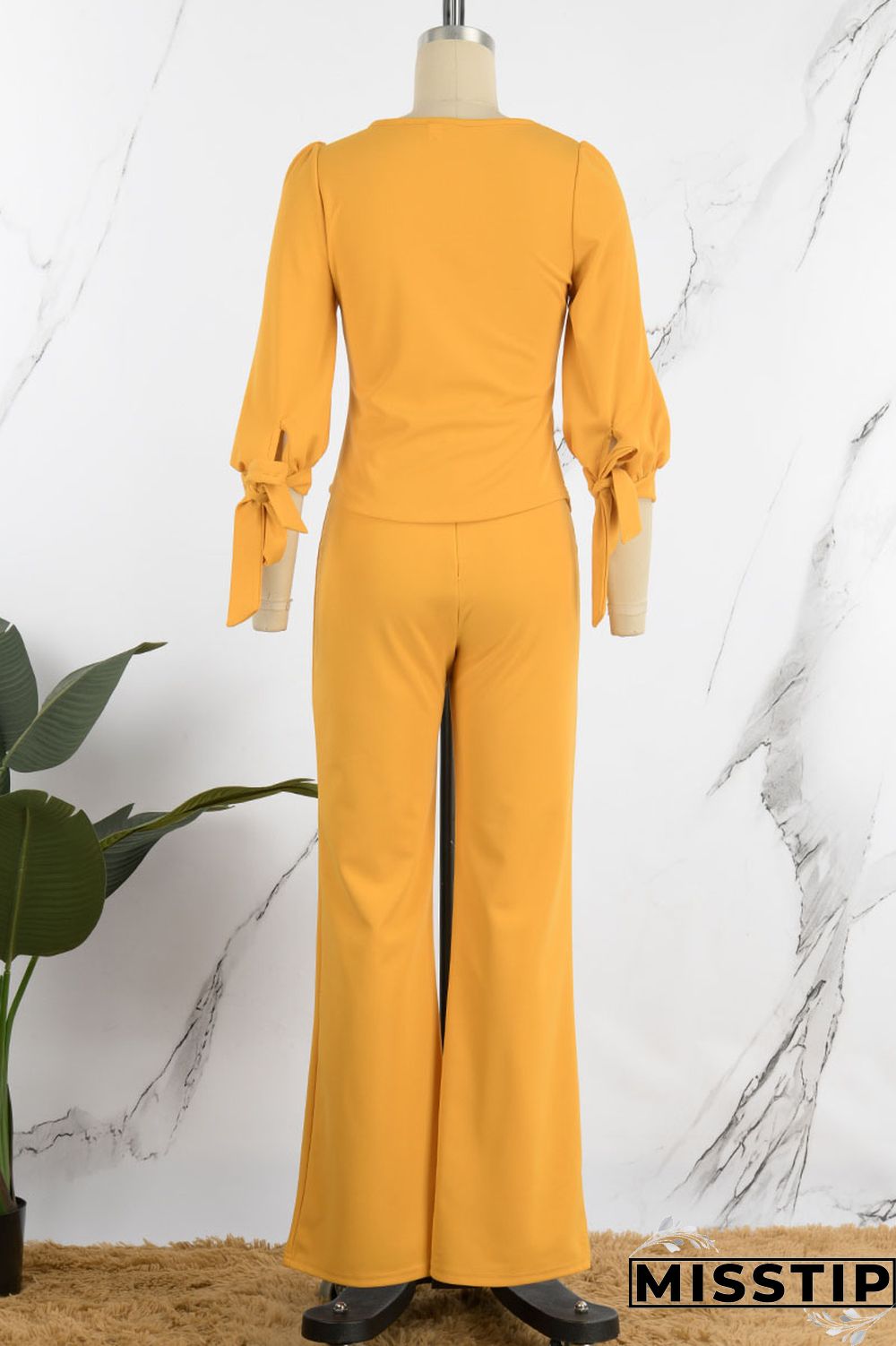 Orange Pink Casual Elegant Solid Bandage Patchwork O Neck Three Quarter Two Pieces