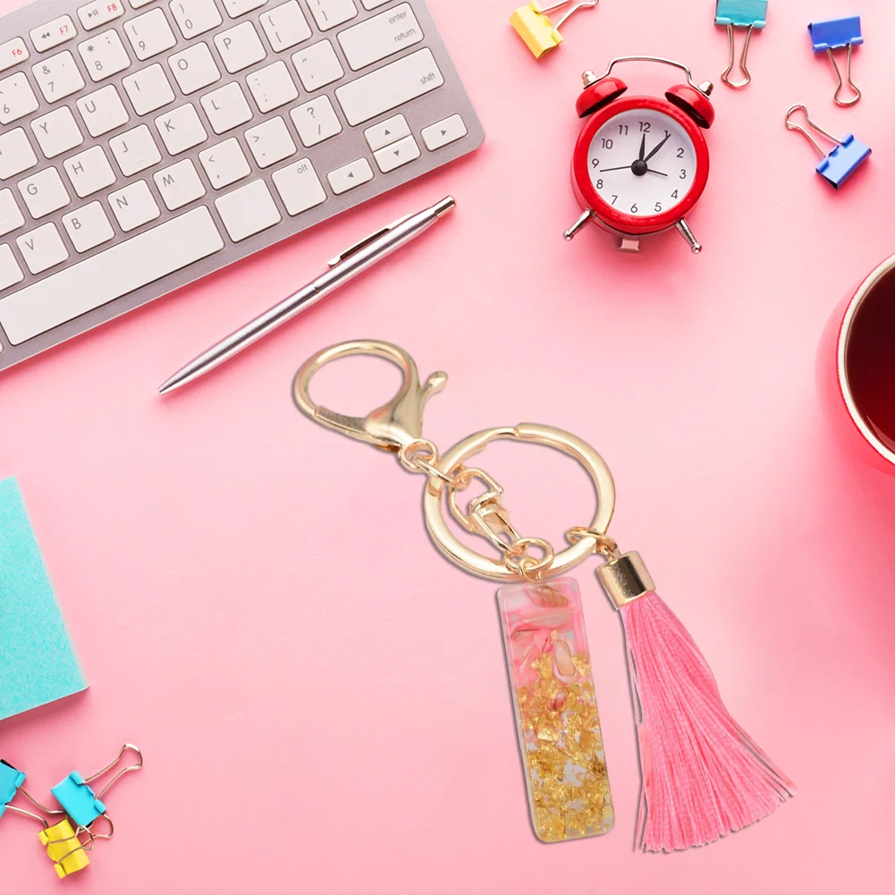 Resin Initial Key Ring with Tassel Alphabet Keyring for Car Keys Wallet Handbags