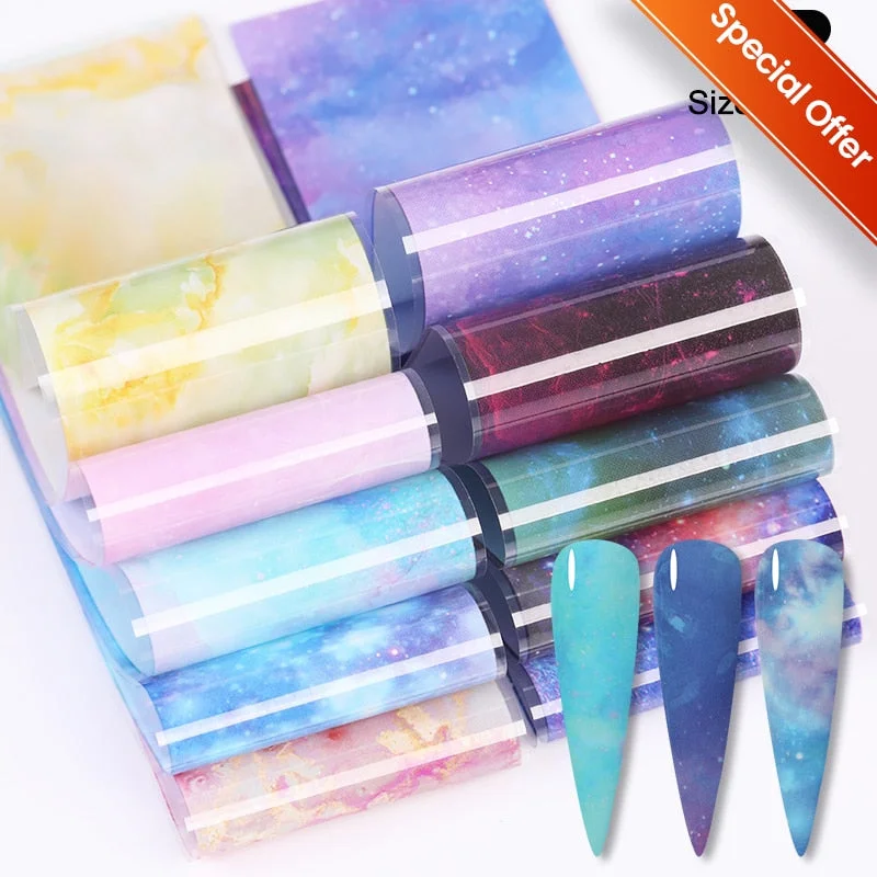 Christmas Of Foil Nail Art Stickers Set With Marble Flower Gilding Pattern Nail Transfer Decals Decorations Nail Accessories