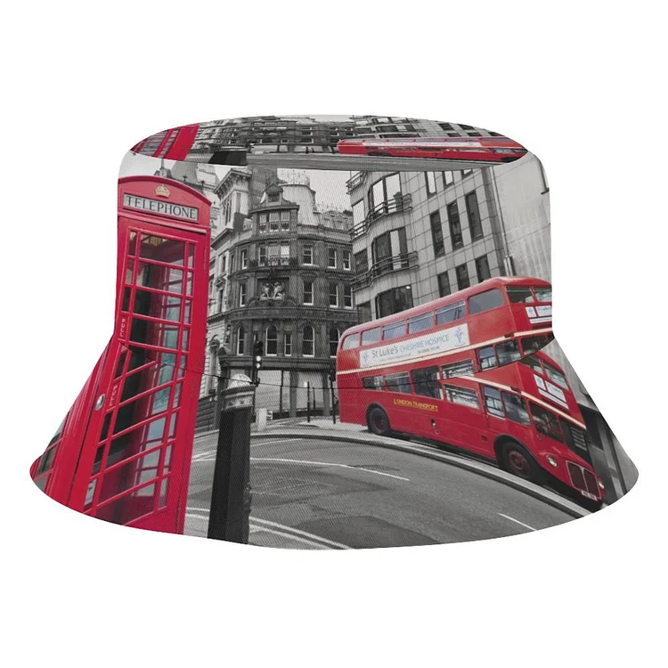 Children's Fisherman Hat LONDON TELEPHONE BUS customized, personalized, gift