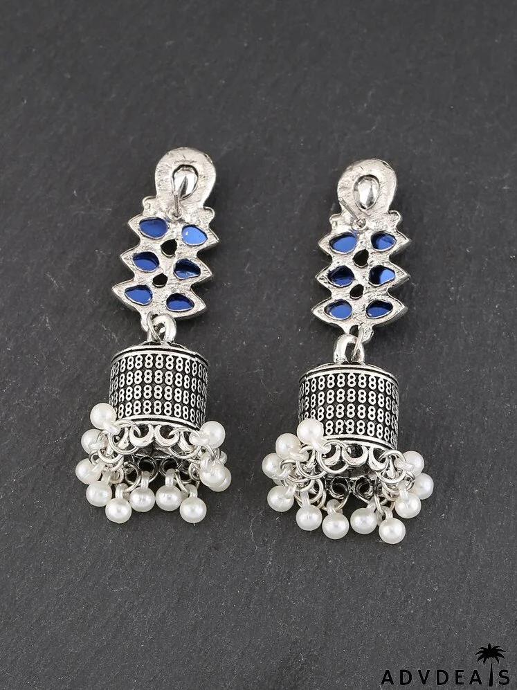 Faux Pearl Round Ball Tassel Jhumka Drop Earrings