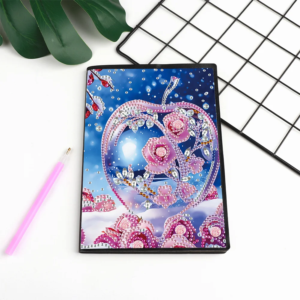 5D DIY Special Shaped Crystal Apple 50 Pages Diamond Painting Notebook for Beginners