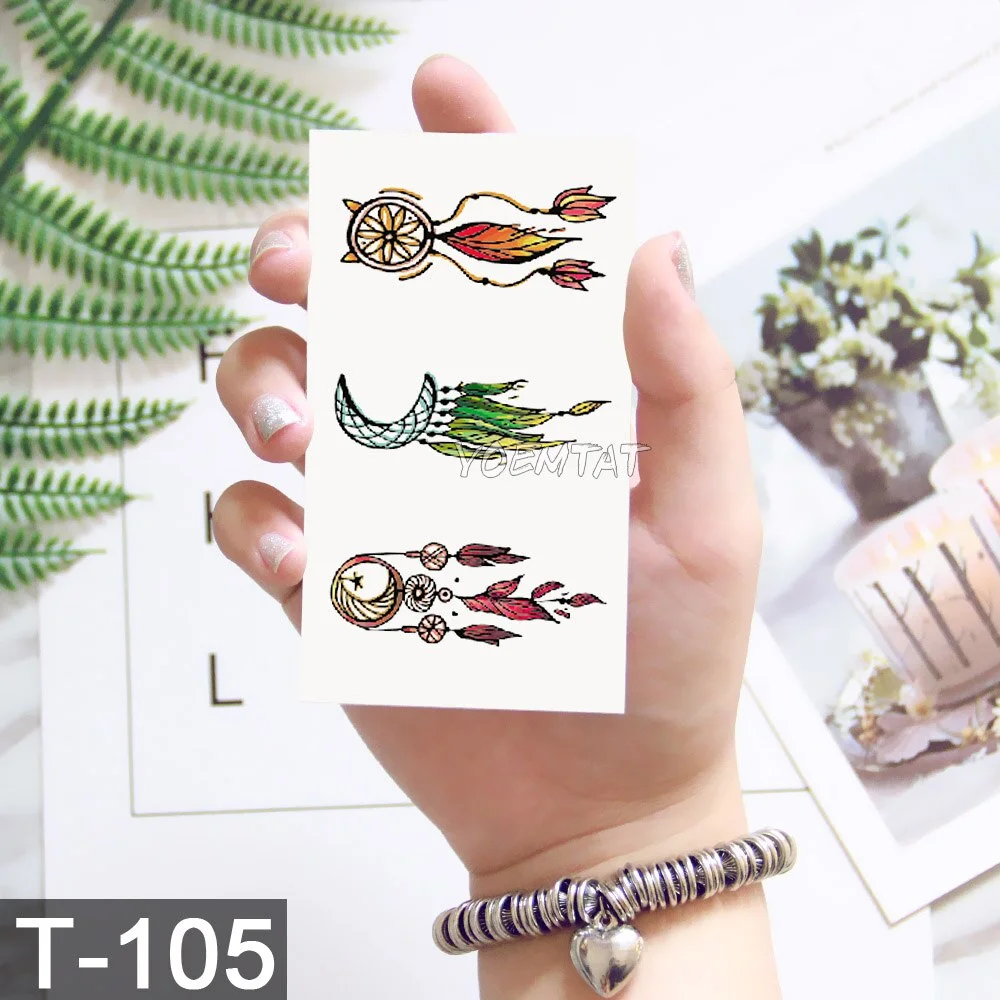 Sdrawing Temporary Tattoo Sticker Lotus Colorful Feather Leaves Butterfly Flash Tatoo Female 3D Body Art Child Fake Tatto Male