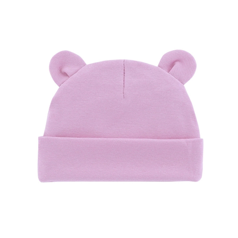 New Infant Fetal Cap Newborn Head Cap Solid Color Ear Hat Boys And Girls Baby Hat A54