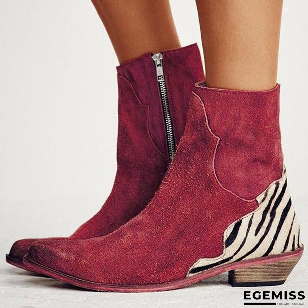 Casual Pointed Toe Zebra-Striped Boots | EGEMISS