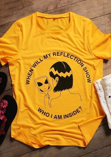Who I Am Inside T-Shirt Funny Alien Graphic Tees Grunge Aesthetic Goth Tops Women Unisex Shirt Camisetas Tum Summer Quote Shirt - Life is Beautiful for You - SheChoic
