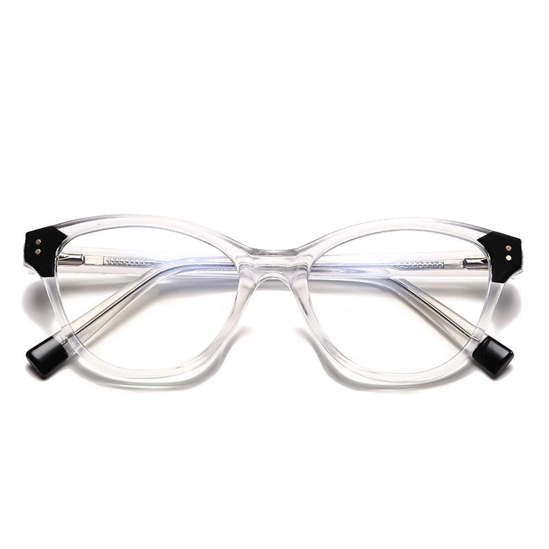 Pastoral Geometric Leopard Pc Oval Frame Inlaid Acrylic Full Frame Optical Glasses