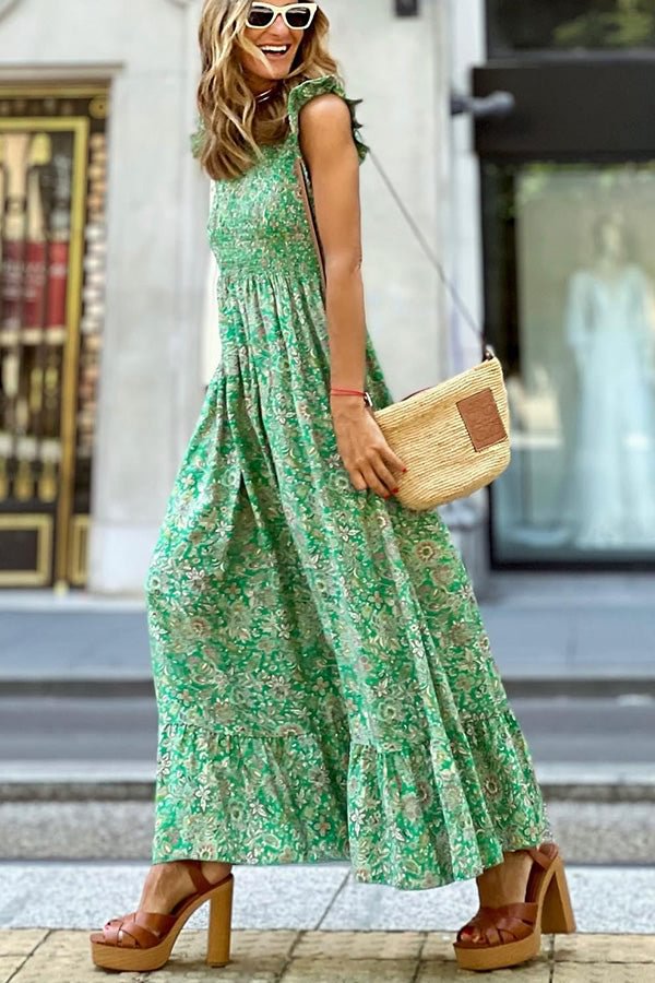 Enjoy Every Moment Floral Smocked Waist Maxi Dress