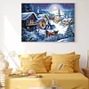>SALE<Full Embroidery Cotton Thread 14CT Printed Snowy Dusk Cross Stitch 53x41cm