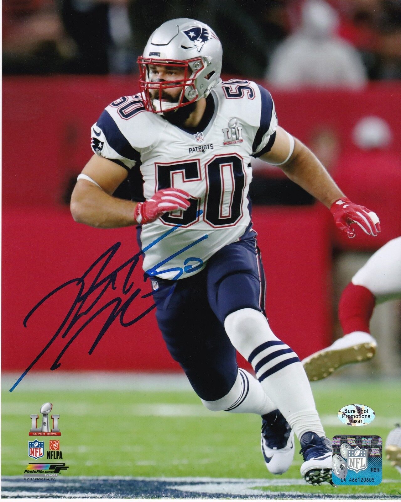 ROB NINKOVICH NEW ENGLAND PATRIOTS ACTION SIGNED 8x10