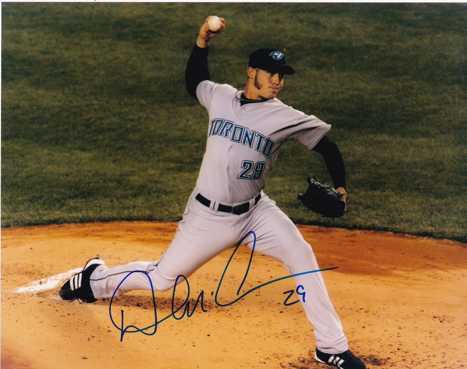 DUSTIN MCGOWAN TORONTO BLUE JAYS ACTION SIGNED 8x10