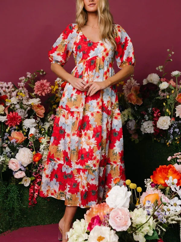 Romantic Vibrant Print Women's Dress