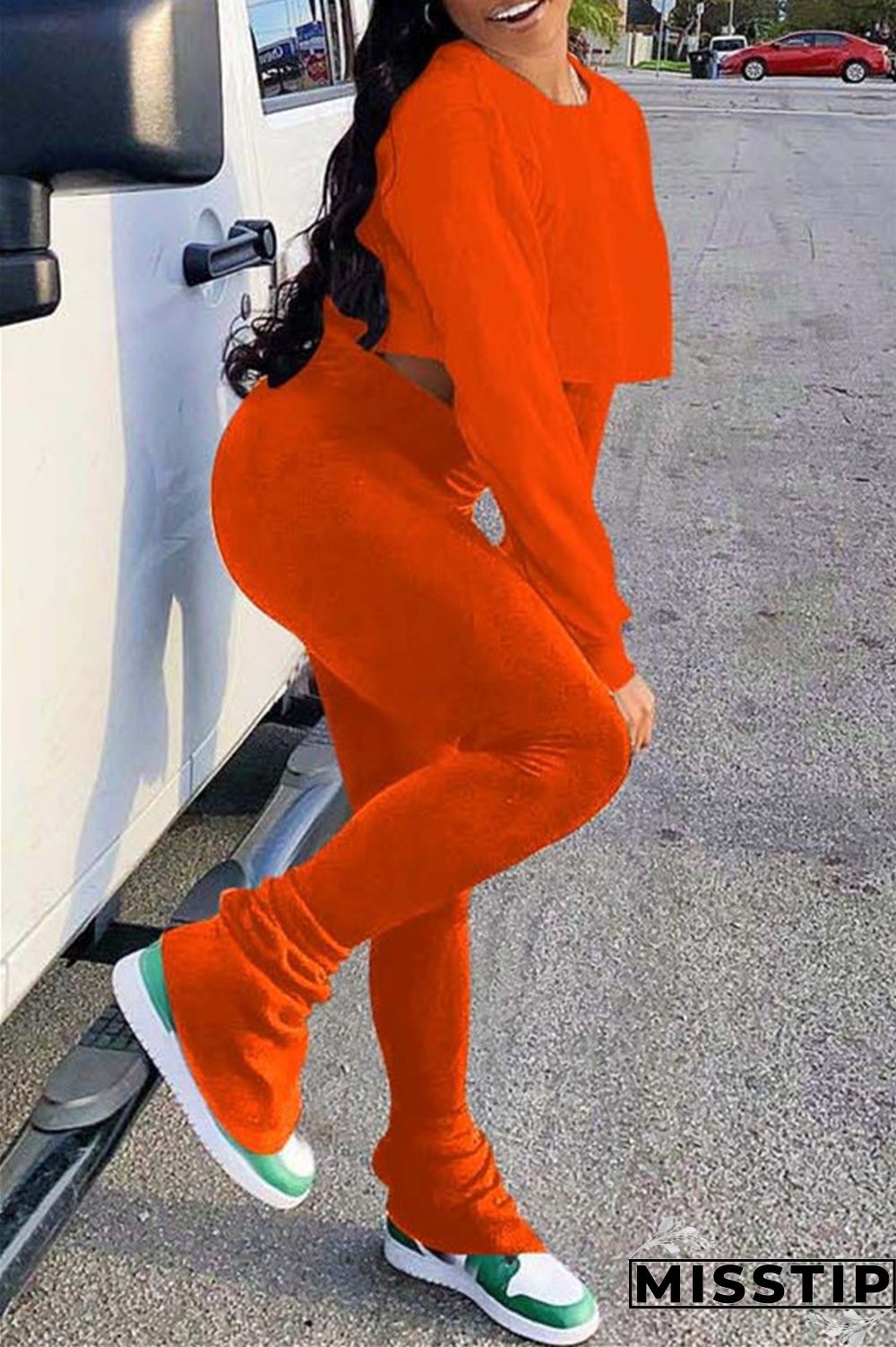 Coffee Fashion Casual Solid Backless O Neck Long Sleeve Two Pieces