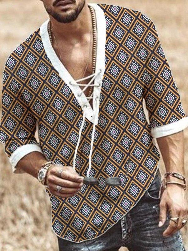 Men's Casual Plaid Printing Short Sleeve