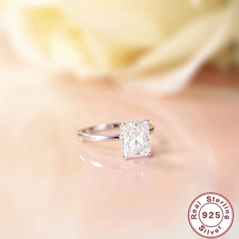 Sterling Silver Zircon Geometric Rings