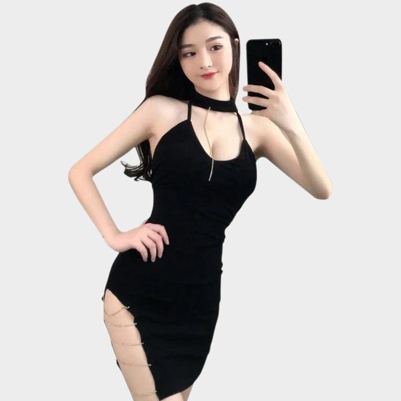 Side Sling Chain Mini Dress