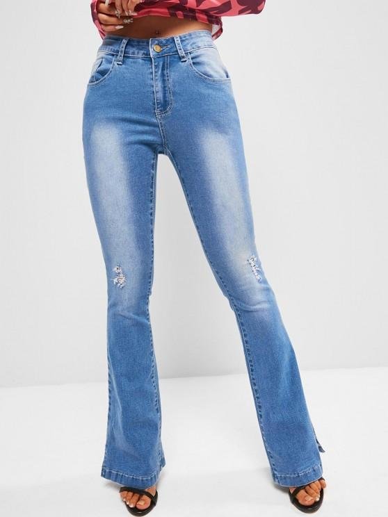 Mid Rise Distressed Flare Jeans