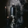 Dark Style Gothic Owl Skull Candlestick Niche Retro Old Handmade Creative Halloween Decoration Ornaments