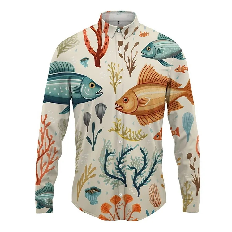 Traceeye Underwater World 3D Printed Shirt Man/Women Casual Fashion Long Sleeves Shirts Button Lapel Streetwear Oversized Unisex Clothes