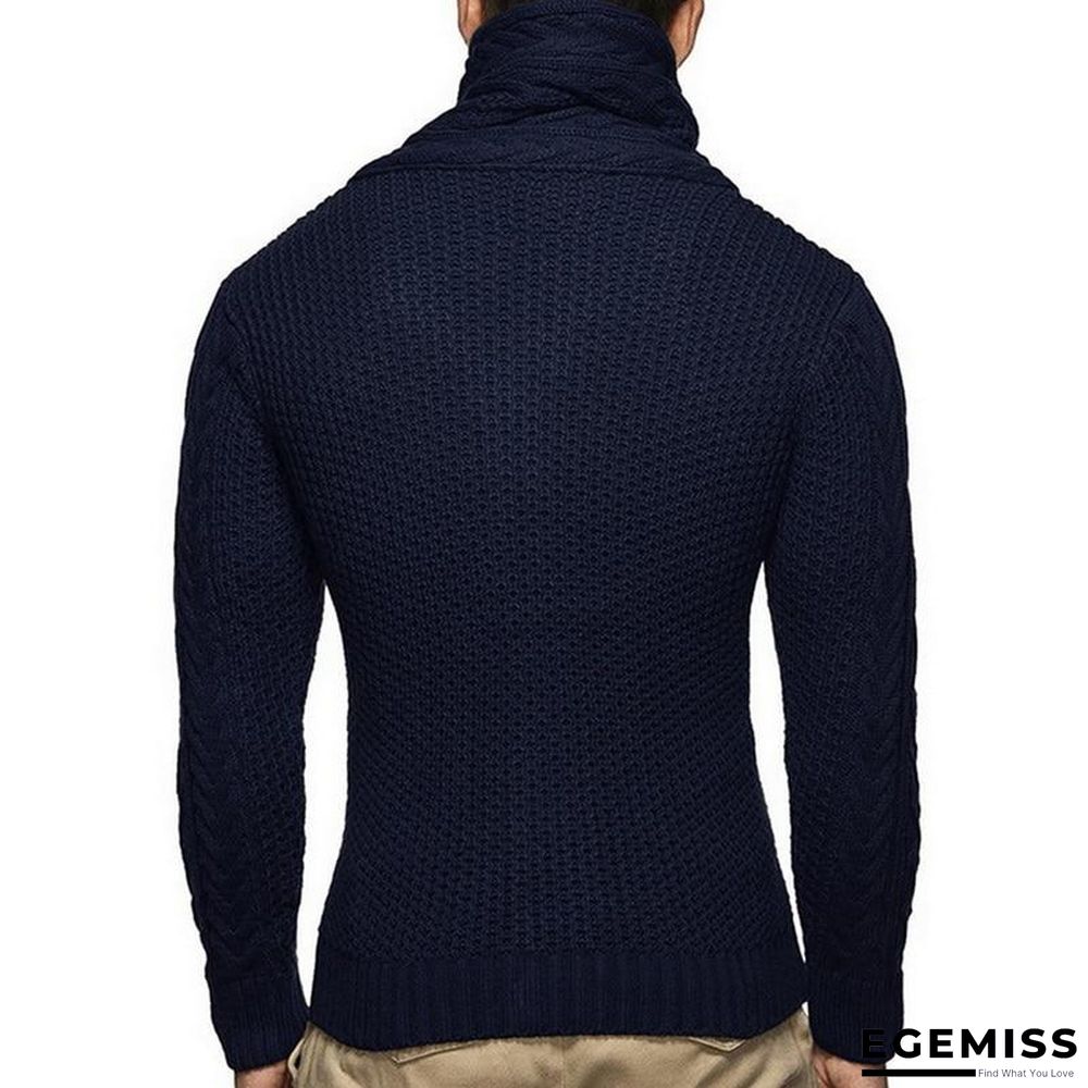 Mens buckle Sweater Cardigan Autumn winter Fashion Warm Thick Hedging Turtleneck Knitting Jumper Sweaters | EGEMISS