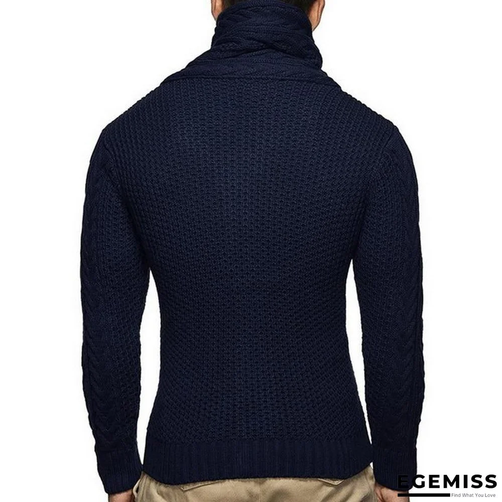 Mens buckle Sweater Cardigan Autumn winter Fashion Warm Thick Hedging Turtleneck Knitting Jumper Sweaters | EGEMISS