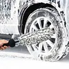 2pcs Wheel Barrel Brush Microfiber Wheel Cleaner Brush Removable Cover Auto Tire Cleaning Scrubber Auto Accessories for Car Maintenance Vehicle Wash Tool (black)