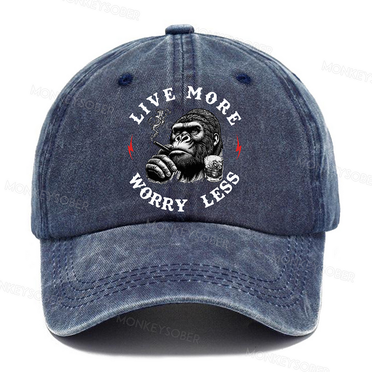 Personalized "Live More Worry Less" Funny Custom Washed Baseball Caps