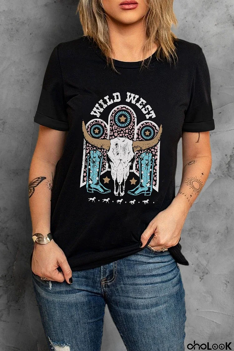 WILD WEST Graphic Short Sleeve Tee Shirt