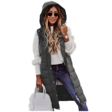 Brownm Brownm Casual Solid-Colored Hooded Sleeveless Sleeveless Vest Coat Q024