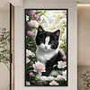 Diamond Painting - Full Round Drill - Cat and Flowers(Canvas|40*70cm)