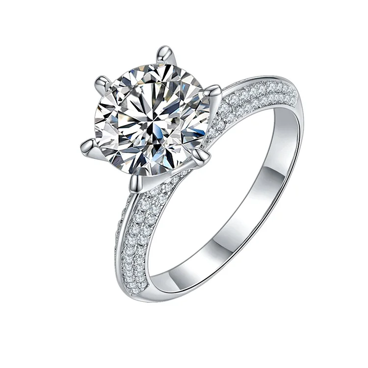 925 Sterling Silver Moissanite Wedding Engagement  Ring