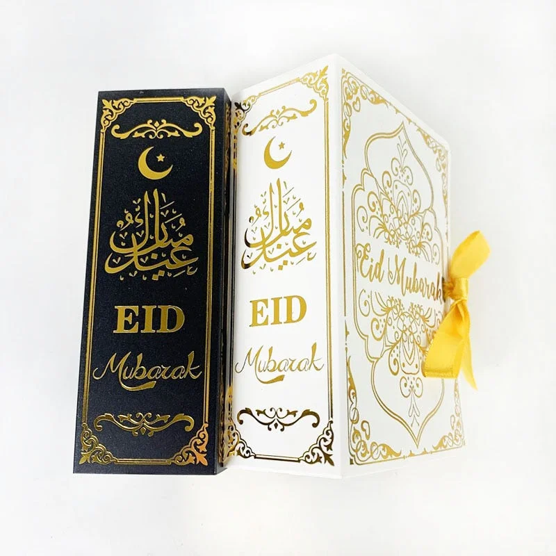 5Pcs Book Shape Eid Mubarak Chocolate Candy Boxes Ramadan Decor Gift Packaging Box Islamic Muslim Festival Party Supplies