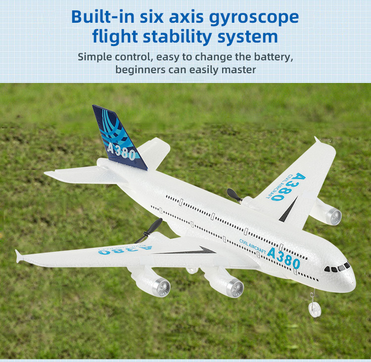 Tegooe Large Scale Passenger Jet RC Airplane - 24G Fixed Wing Foam Glider RTF Outdoor Toy